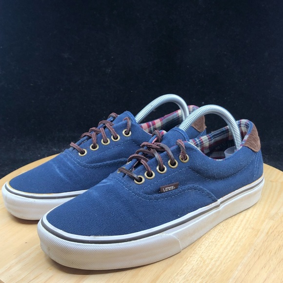 Vans Classic Blue Plaid Low Top Lace Up Mens Size 8 Skate Shoe - Picture 2 of 10